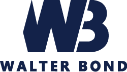 Walter Bond logo with stylized "WB" monogram and wordmark in dark navy