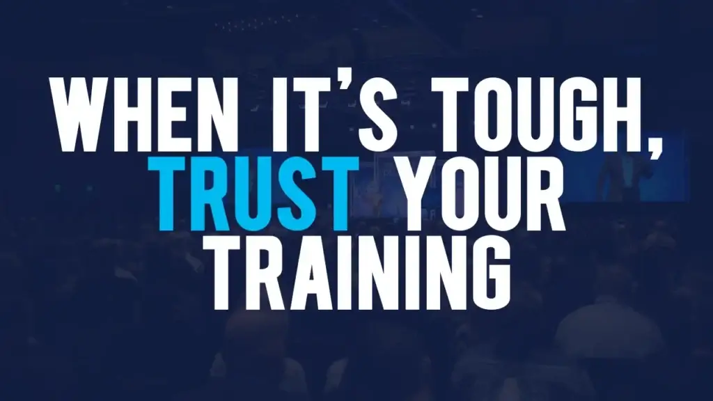 Blog post graphic titled "When It's Tough, Trust Your Training"